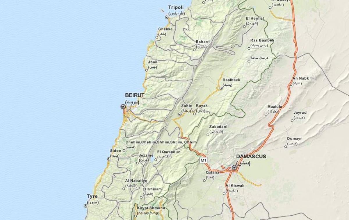 kort af gps kort Líbanon