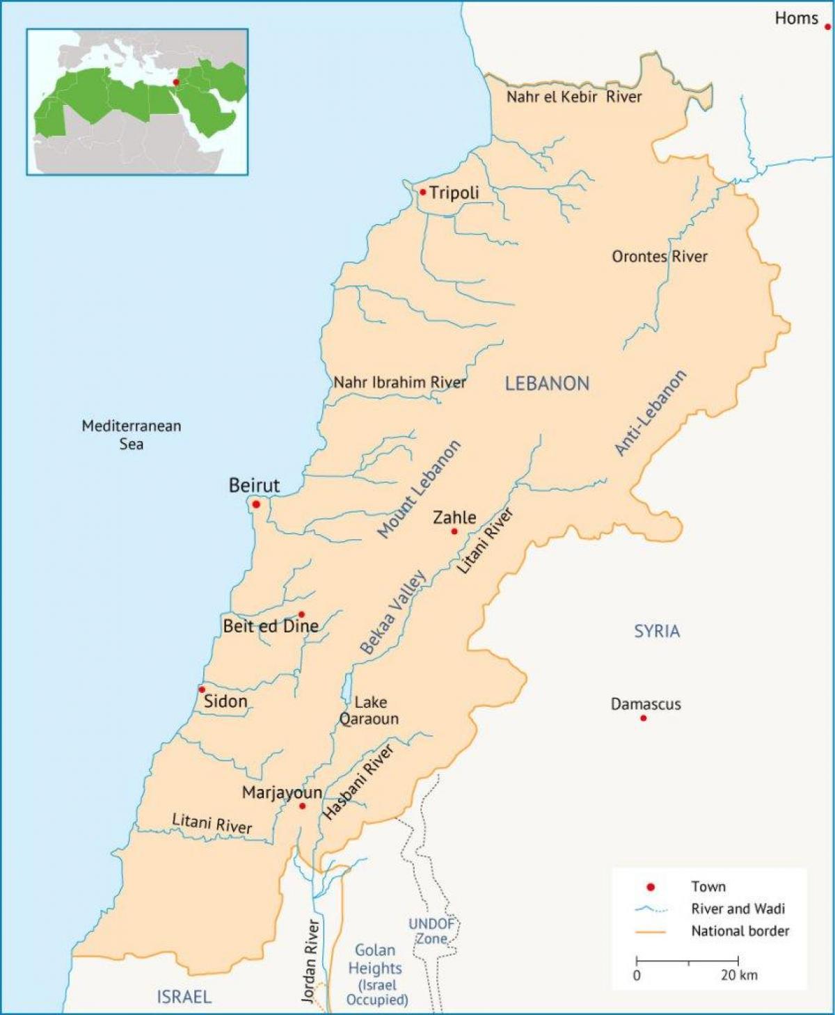 Líbanon ám kort