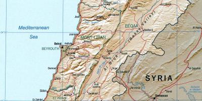 Kort af Líbanon landafræði