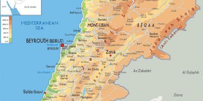 Kort af Líbanon líkamlega